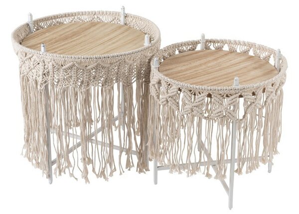 Kovový odkladací Boho stolík Macrame - Ø 43 * 45cm - J-Line by Jolipa