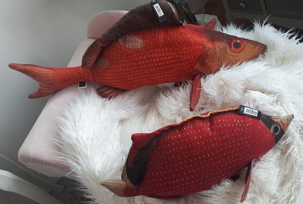 Červený vankúš Fish Paul - 93 * 34 * 17cm - J-Line by Jolipa