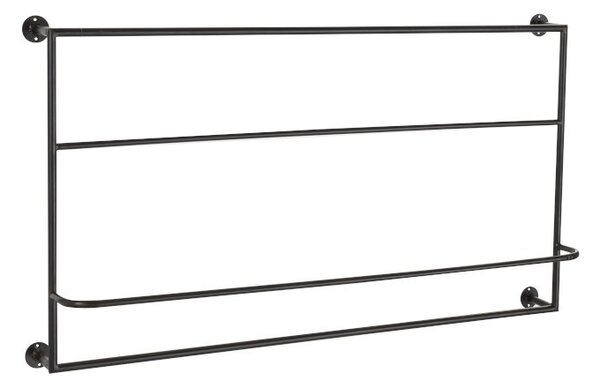 Čierny nástenný vešiak na uteráky - 93 * 16 * 53 cm - J-Line by Jolipa