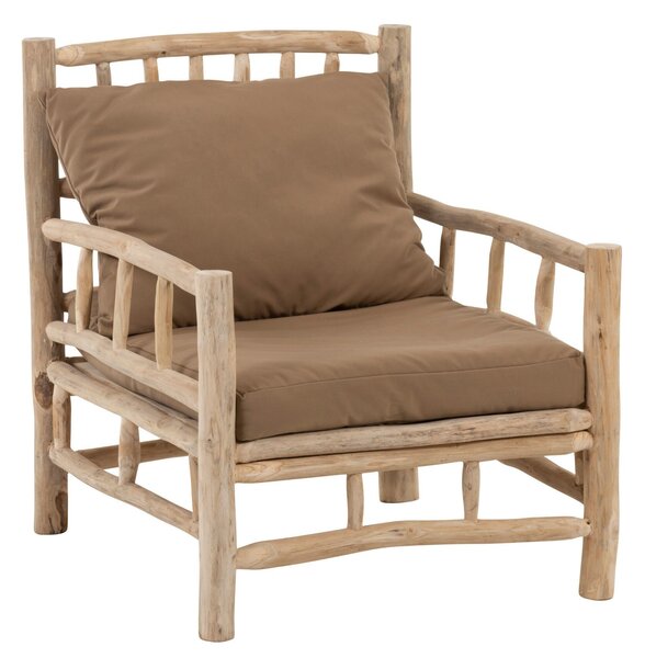 Drevené kreslo Teak - 75 * 90 * 90 cm - J-Line by Jolipa