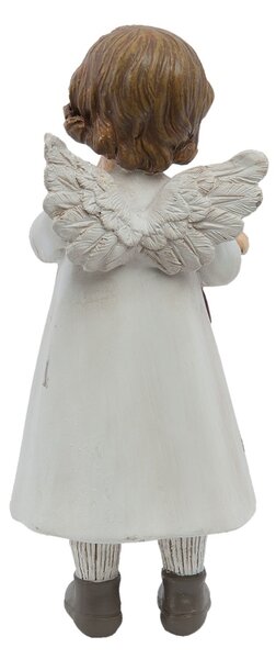 Biely anjelik s bábikou - 6 * 5 * 14 cm - Clayre & Eef