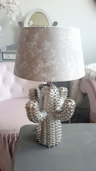 Strieborná kovová stolná lampa Cactus -Ø 25*43 cm/ E27 - Colmore by Diga