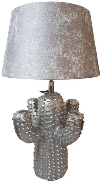 Strieborná kovová stolná lampa Cactus -Ø 25*43 cm/ E27 - Colmore by Diga