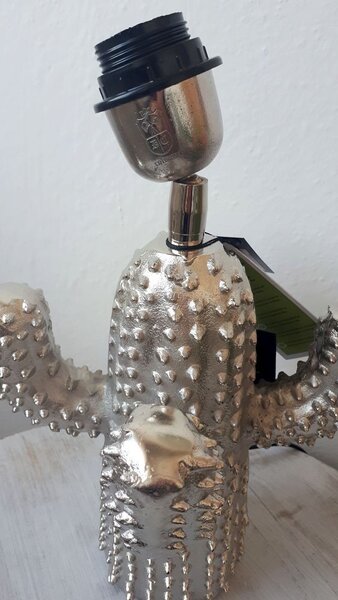 Strieborná kovová stolná lampa Cactus -Ø 25*43 cm/ E27 - Colmore by Diga