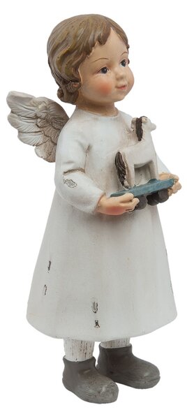 Biely anjelik s koníkom - 6 * 5 * 14 cm - Clayre & Eef