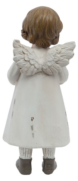 Biely anjelik s koníkom - 6 * 5 * 14 cm - Clayre & Eef