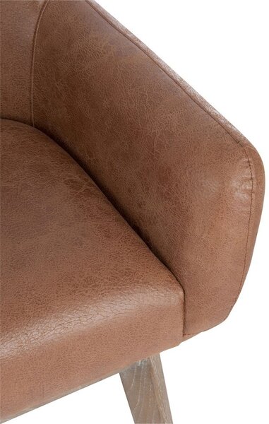 Hnedé kožené kreslo / stolička Venetta - 62 * 56 * 77 cm - J-Line by Jolipa