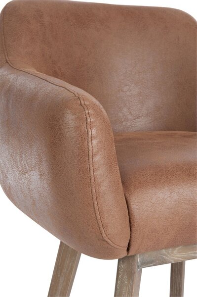 Hnedé kožené kreslo / stolička Venetta - 62 * 56 * 77 cm - J-Line by Jolipa