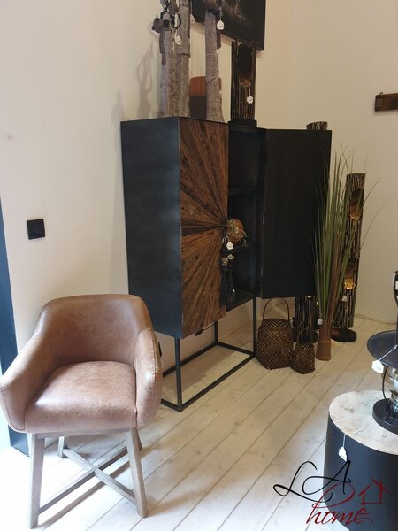 Hnedé kožené kreslo / stolička Venetta - 62 * 56 * 77 cm - J-Line by Jolipa