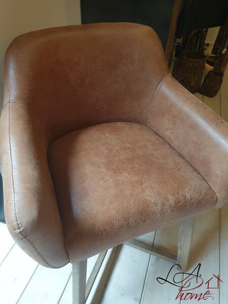 Hnedé kožené kreslo / stolička Venetta - 62 * 56 * 77 cm - J-Line by Jolipa