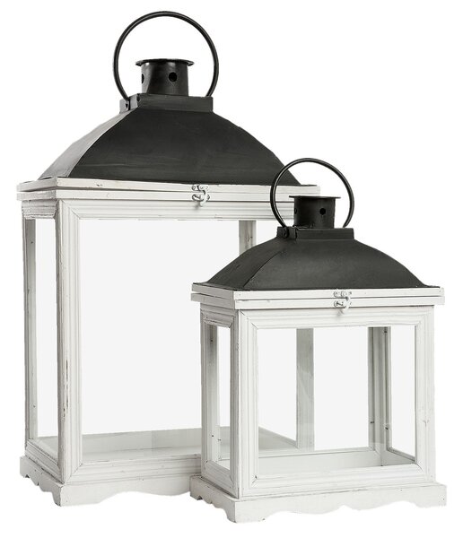 Set 2 drevených lampášov s patinou - 42 * 26 * 65/33 * 18 * 44 cm - Clayre & Eef