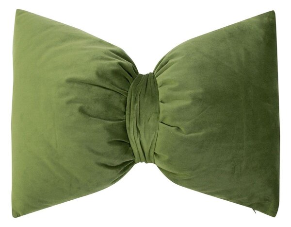 Zelený zamatový vankúš v tvare mašle Bow – 40*60*10 cm - Mars & More