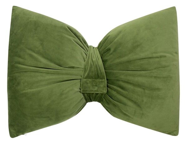 Zelený zamatový vankúš v tvare mašle Bow – 40*60*10 cm - Mars & More