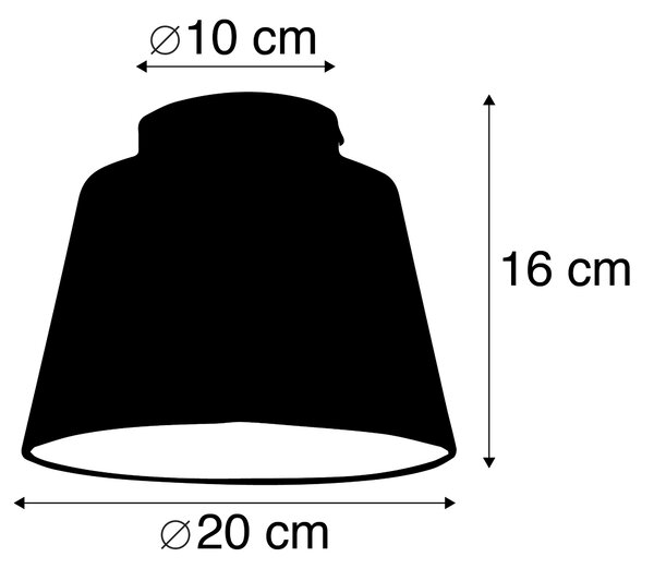 Stropné svietidlo s bavlneným tienidlom čierne so zlatom 20 cm - Combi Black
