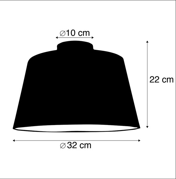 Stropné svietidlo s bavlneným tienidlom čierne so zlatom 32 cm - Combi Black