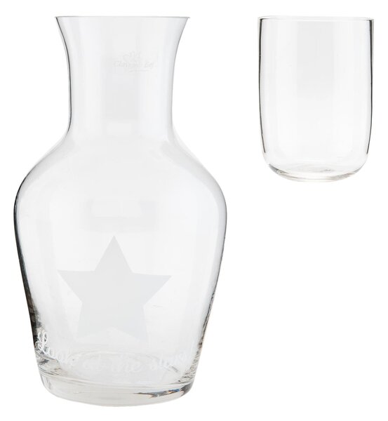 Sklenená karafa s hviezdou - Ø 9 * 21 cm / 0,5 / 0,25 L - Clayre & Eef