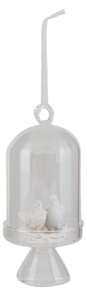 Sklenená vianočná ozdoba s vtáčikmi - Ø 6 * 14 cm - Clayre & Eef