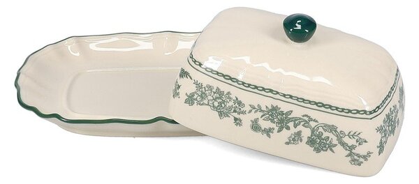 Zelená/slonovinová porcelánová nádobka na maslo Cyril – S|P Collection
