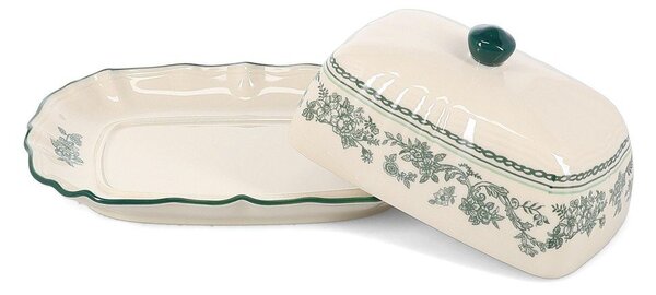 Zelená/slonovinová porcelánová nádobka na maslo Cyril – S|P Collection