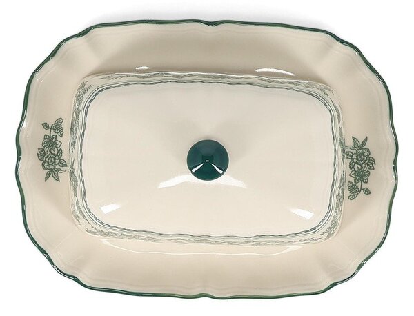 Zelená/slonovinová porcelánová nádobka na maslo Cyril – S|P Collection