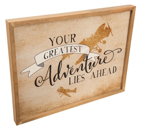 Nástenný drevený obraz Adventure - 43 * 3 * 33 cm - Clayre & Eef