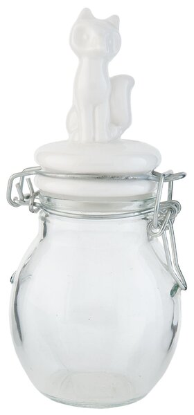 Sklenená dóza s líškou na viečku - Ø 6 * 14 cm / 0,1 L - Clayre & Eef