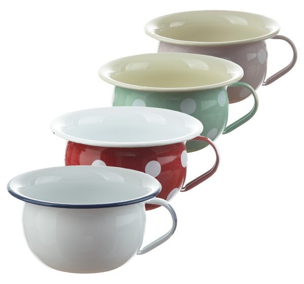 Biela smaltovaná misa s uchom White blue - Ø 18*10cm - 1L - Münder Email