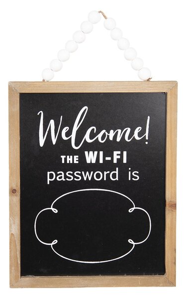 Nástenná drevená ceduľa na heslo Wifi - 25*2*26 cm - Clayre & Eef