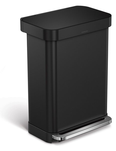 Matne čierny nášľapný oceľový odpadkový kôš 55 l – simplehuman