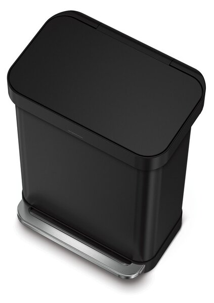 Matne čierny nášľapný oceľový odpadkový kôš 55 l – simplehuman