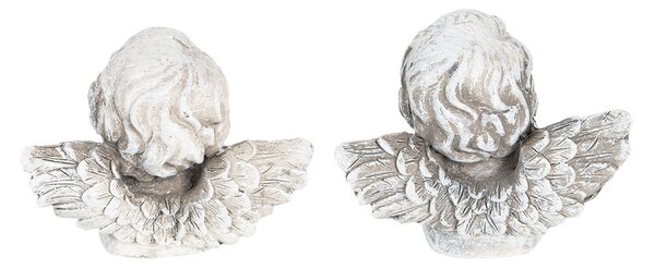 2 ks bielo šedý dekoratívne anjelíček S - 9 * 6 * 7 cm - Clayre & Eef