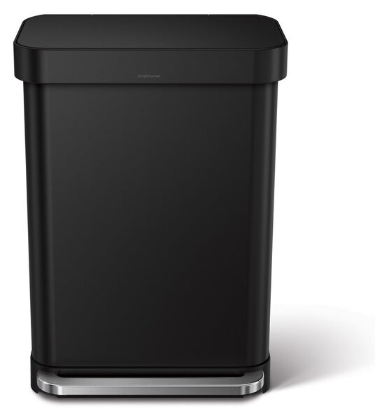 Matne čierny nášľapný oceľový odpadkový kôš 55 l – simplehuman