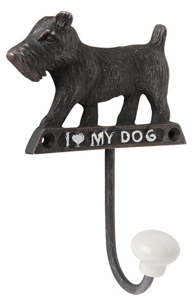 Kovový háčik na stenu Pes - 10 * 4 * 13 cm - Clayre & Eef