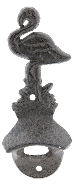 Nástenný liatinový otvárač na fľaše Plameniak - 7 * 4 * 16 cm - Clayre & Eef