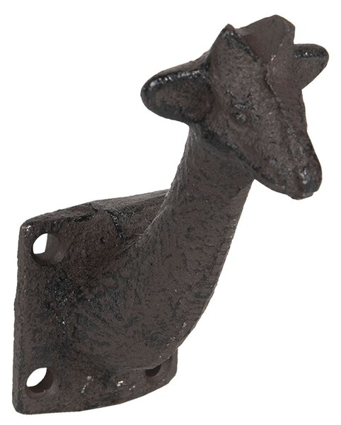 Hnedý nástenný háčik Žirafa - 10 * 4 * 7 cm - Clayre & Eef