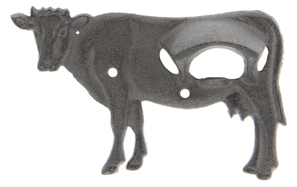 Nástenný liatinový otvárač na fľaše Krava - 16 * 3 * 10 cm - Clayre & Eef