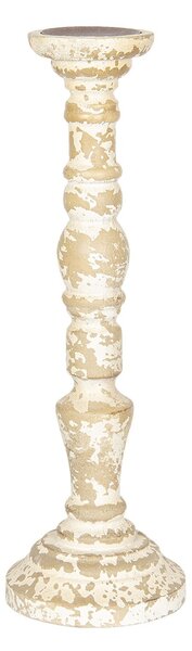 Drevený svietnik s patinou - Ø 15 * 47 cm - Clayre & Eef