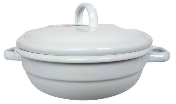 Biela smaltovaná misa s pokrievkou White blue - Ø 16*8cm - Münder Email