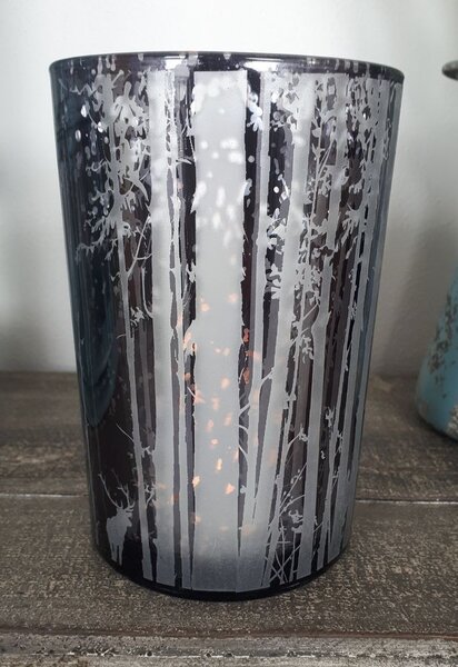 Veľký sklenený svietnik Trees smoke - Ø 12 * 18cm - Colmore by Diga