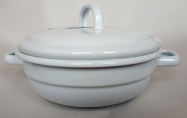 Biela smaltovaná misa s pokrievkou White blue - Ø 16*8cm - Münder Email