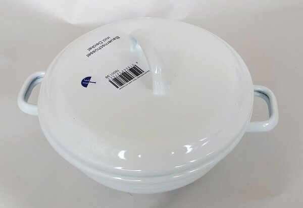 Biela smaltovaná misa s pokrievkou White blue - Ø 16*8cm - Münder Email