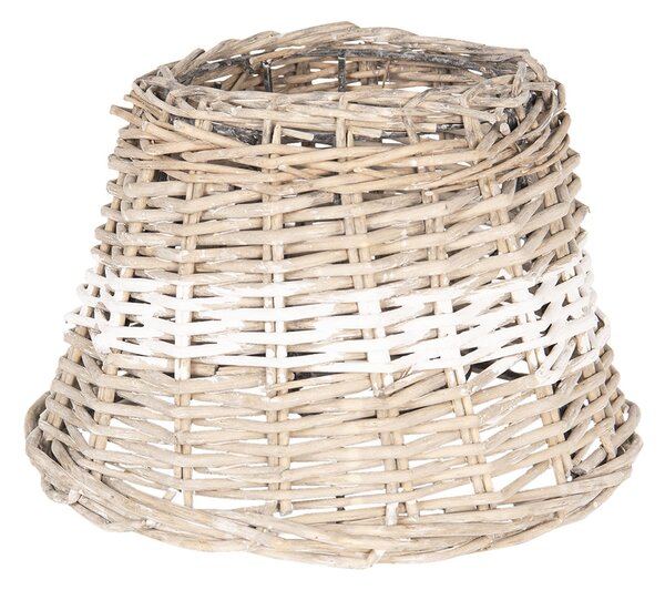 Ratanové tienidlo na lampu s bielym pruhom - Ø 23 * 16 cm / E27 - Clayre & Eef