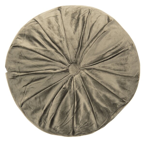 Khaki guľatý zamatový vankúš - Ø 38 * 8 cm - Clayre & Eef