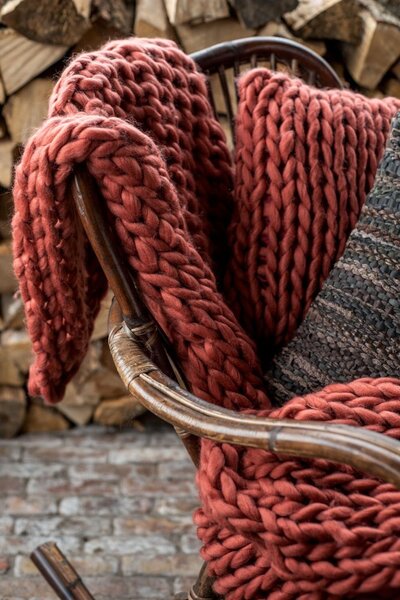 Pletený vínový vankúš Tricot - 40 * 40 cm - J-Line by Jolipa