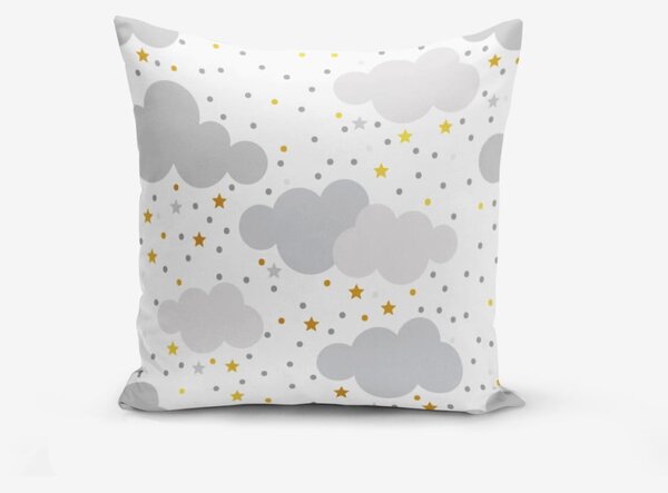 Obliečka na vankúš s prímesou bavlny Minimalist Cushion Covers Grey Clouds With Points Stars, 45 × 45 cm