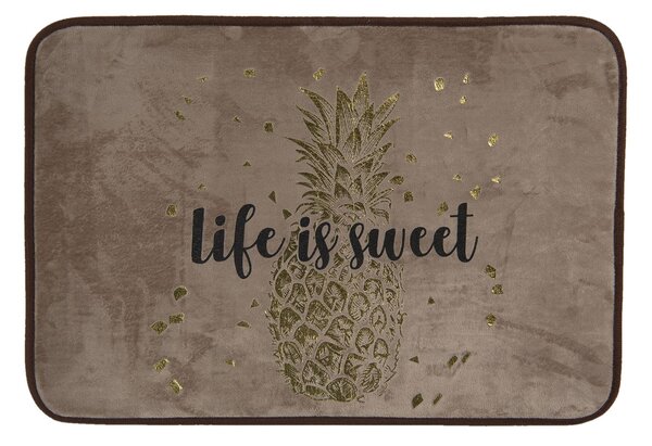 Champagne kúpeľňová predložka so zlatou potlačou Life is sweet - 60 * 40 * 1 cm - Clayre & Eef