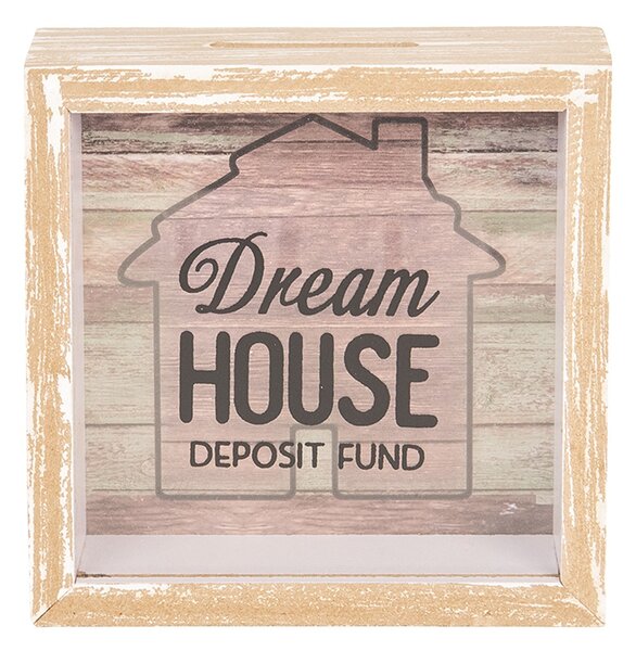 Drevená pokladnička Dream House - 15*5*15 cm - Clayre & Eef