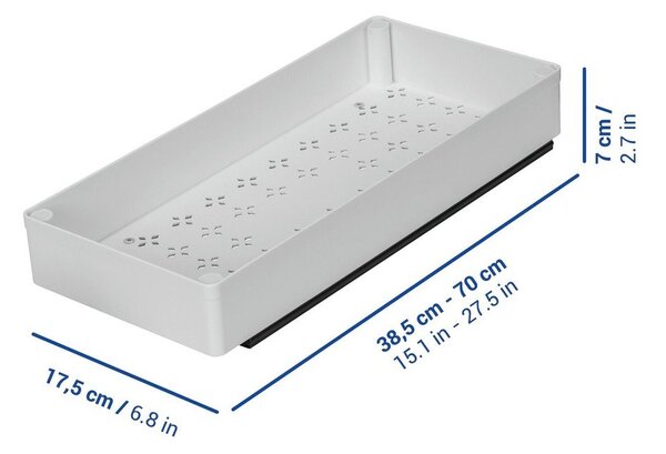 Biela nastaviteľná plastová prídavná polička 17x38,5 cm Simon – Wenko