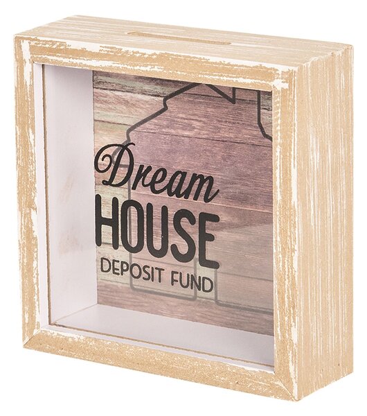 Drevená pokladnička Dream House - 15*5*15 cm - Clayre & Eef