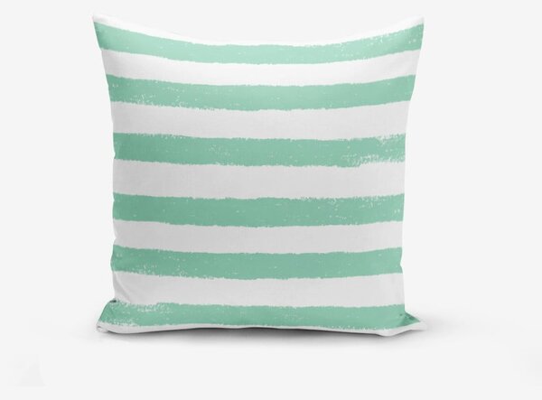 Obliečka na vankúš s prímesou bavlny Minimalist Cushion Covers Su Green Striped Modern, 45 × 45 cm